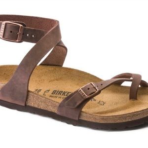New - Birkenstock Brown Leather Strappy Ankle-Support Sandal - Yara Habana